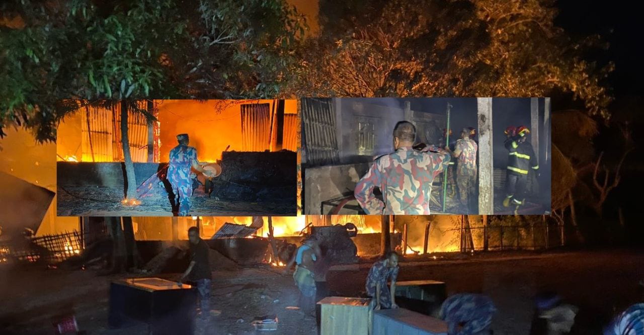 কেয়ারীঘাটে অগ্নিকাণ্ড: নিয়ন্ত্রণে ফায়ার সার্ভিস, বিজিবি’র সহযোগিতা