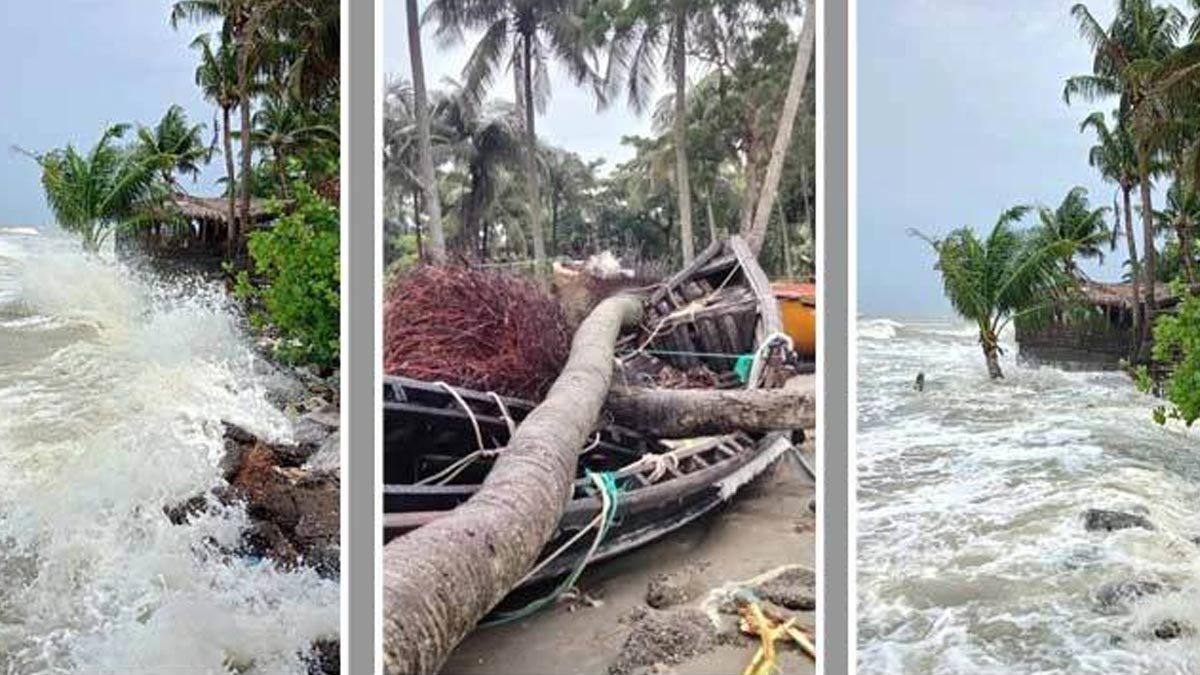 উত্তাল সাগরে হুমকির মুখে সেন্টমার্টিন, জোয়ারে বাড়িঘর ও জমির ক্ষতি উত্তাল সাগরে হুমকির মুখে সেন্টমার্টিন, জোয়ারে বাড়িঘর ও জমির ক্ষতি